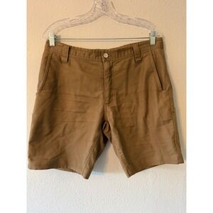 Men's‎ LIVSN Khaki Canvas Flat Front Shorts Waist 31 Length 8 Hiking Outdoor